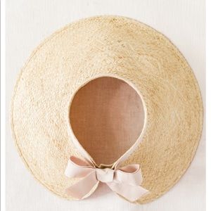Rachel Parcell Straw Sun Hat with Pink Ribbon